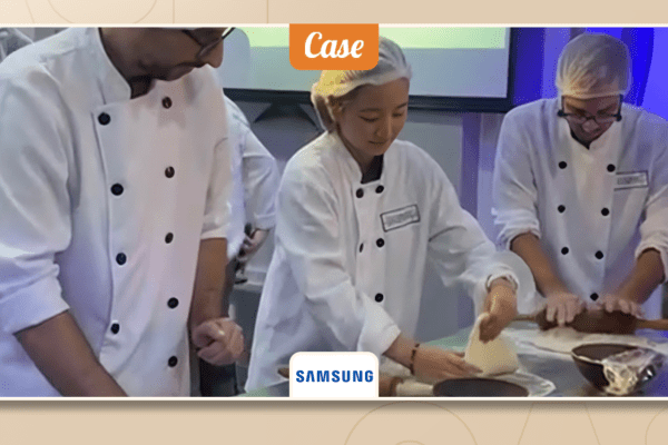 Equipe da Samsung participando do Team Building Pizzada Mão na Massa no Experience Lounge