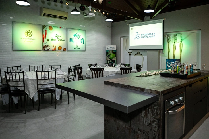 Espaço Lounge Gourmet, local para jantares corporativos aliando gastronomia de excelência.